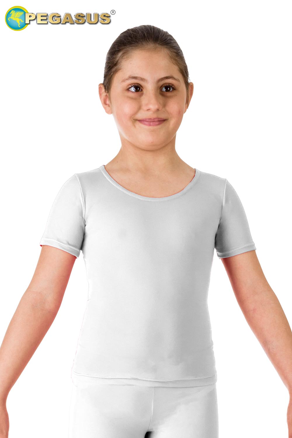 MAGLIETTA DANZA LYCRA MEZZA MANICA BIANCA BAMBINA